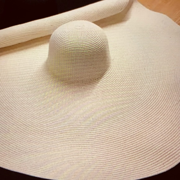 BEACH HAT LARGE STRAW WIDE BRIM  CREAM - Picture 3 of 6